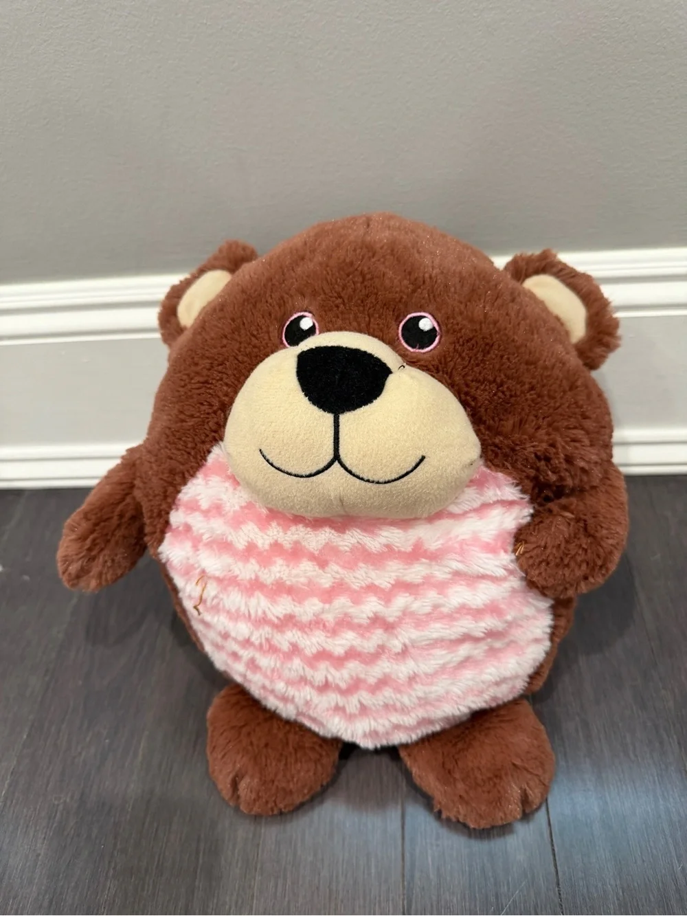 Brown 14” in Plush Bear with Pink Chevron Belly Stuffed Animal Kids Toddler